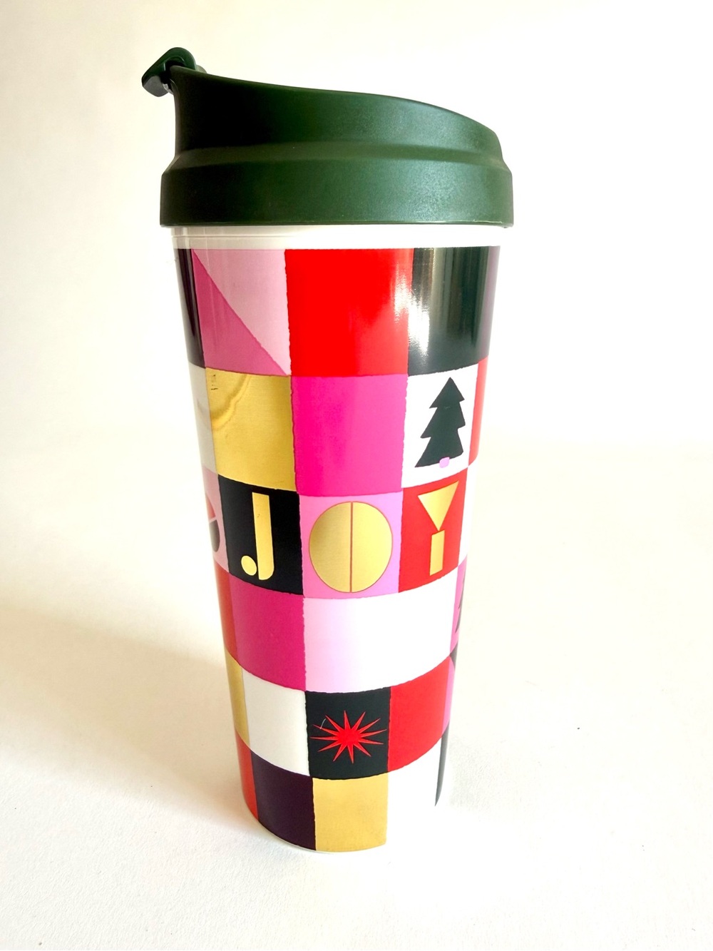 Kate Spade Holiday JOY Thermal Travel Mug Tumbler 16oz Insulated Coffee Cup EUC
